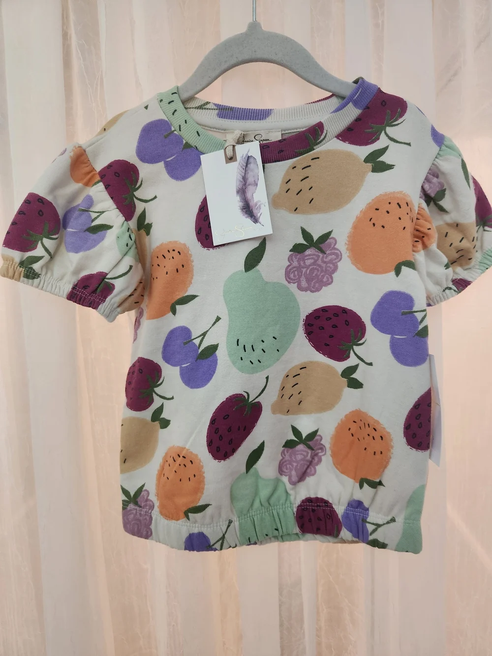 Jessica Simpson Cream Fruit Print Kids Matching Short Set, Sz-3T, NWT